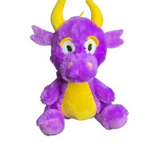 BJ TOY COMPANY Purple & Yellow Spyro Dragon with Horns 10in Plush Kids‎ Toy